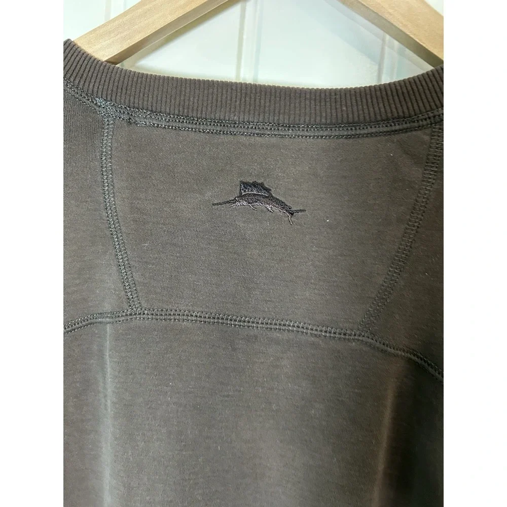 Tommy Bahama Men's Sweater Sz XL Tall Brown Sleeve Pocket 100% Pima Cotton
